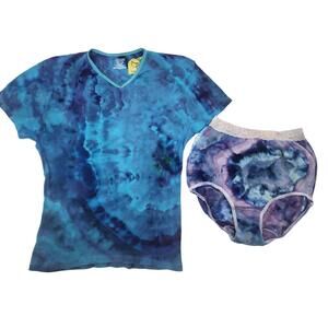 Reworked, Multicolor Hand Tie-Dyed 2 Piece Pajama Set. Size: M/6 NWT